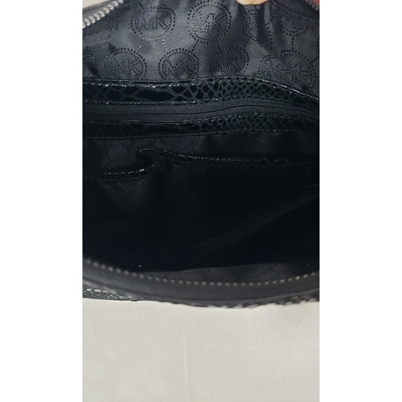 Women's Michael Kors M Rhea Crystal Black Slouchy Shoulder Handbag Patent Python - Picture 9 of 10